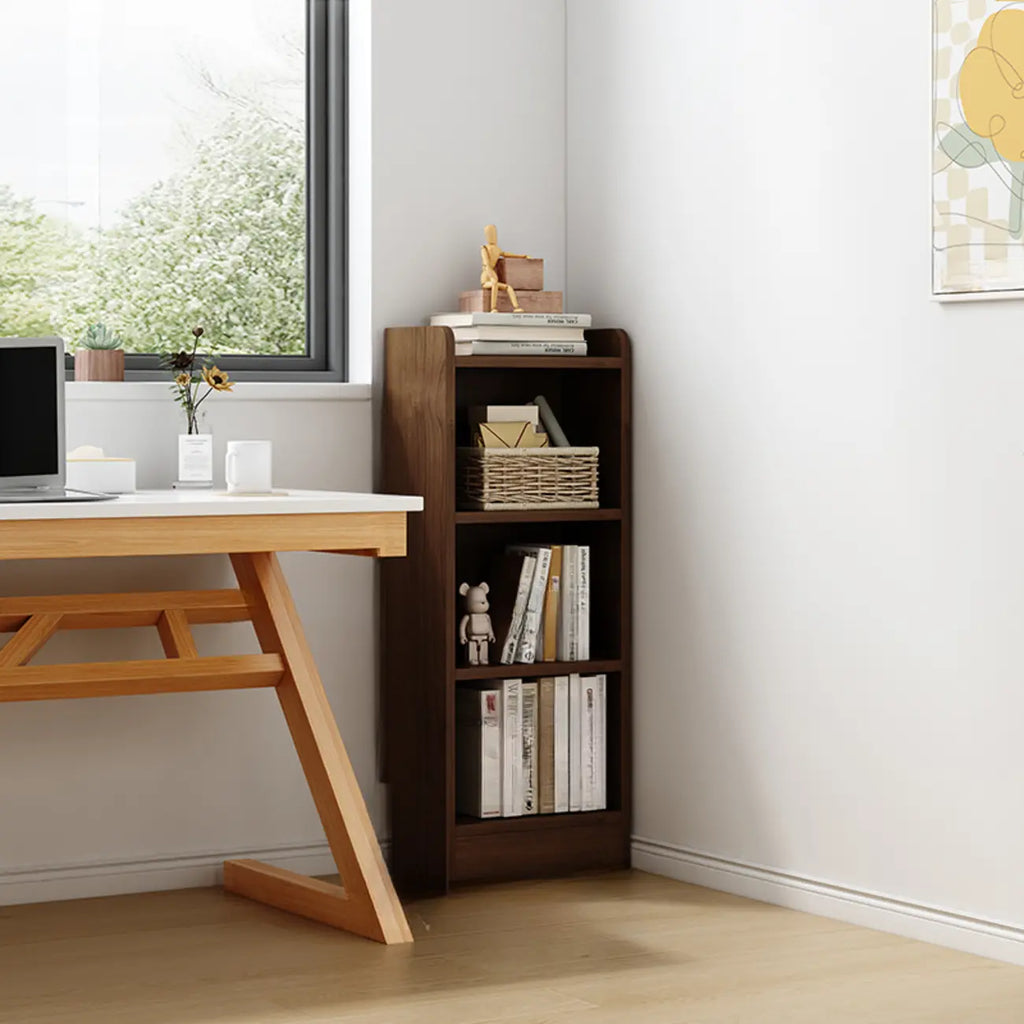 Compact Tall Modern Wooden 5-Tier Corner Bookcase