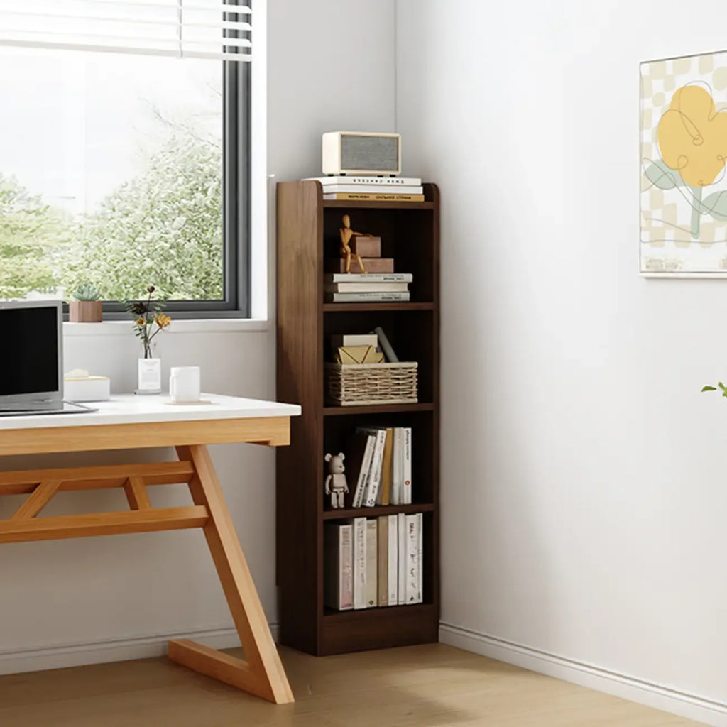 Compact Tall Modern Wooden 5-Tier Corner Bookcase