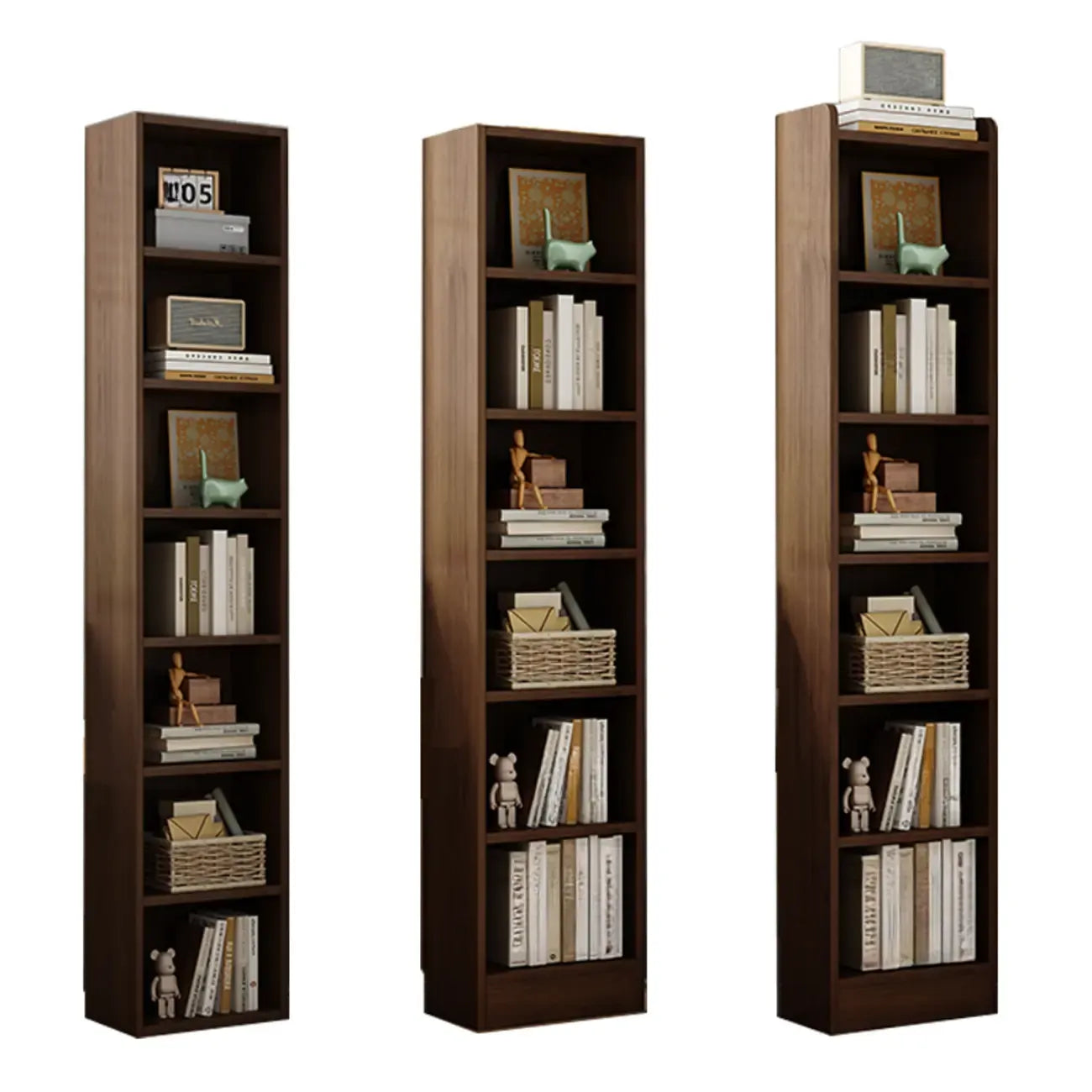Compact Tall Modern Wooden 5-Tier Corner Bookcase