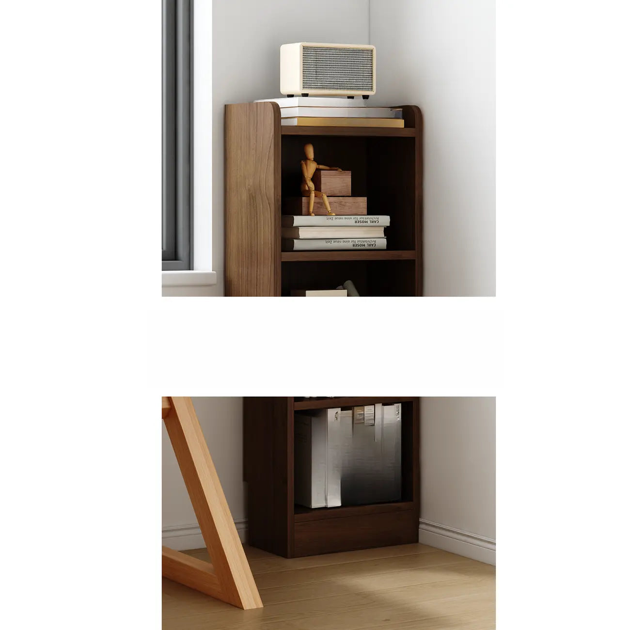 Compact Tall Modern Wooden 5-Tier Corner Bookcase
