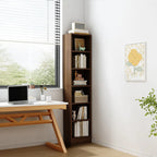 Compact Tall Modern Wooden 5-Tier Corner Bookcase