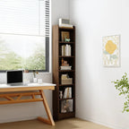 Compact Tall Modern Wooden 5-Tier Corner Bookcase
