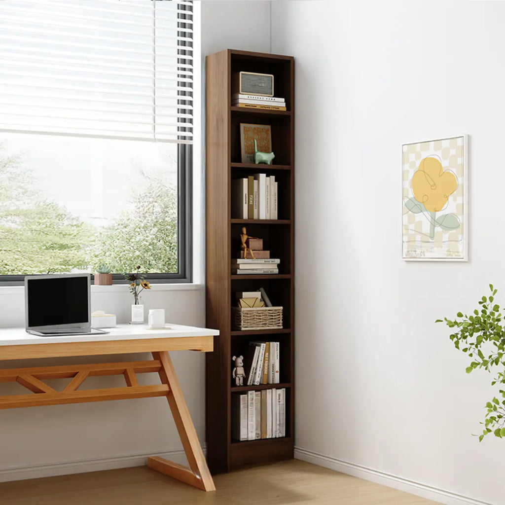 Compact Tall Modern Wooden 5-Tier Corner Bookcase