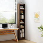 Compact Tall Modern Wooden 5-Tier Corner Bookcase