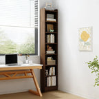 Compact Tall Modern Wooden 5-Tier Corner Bookcase