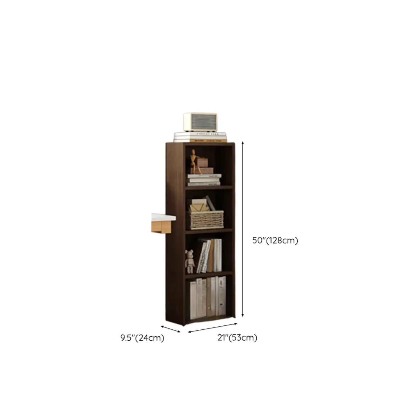Compact Tall Modern Wooden 5-Tier Corner Bookcase