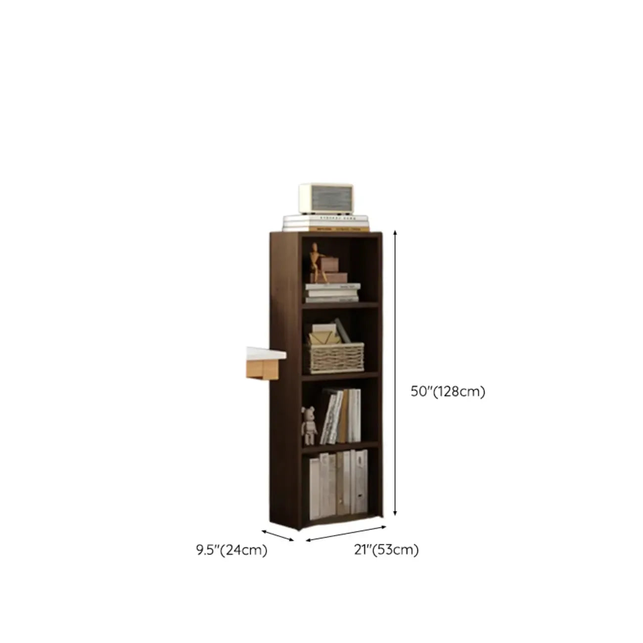 Compact Tall Modern Wooden 5-Tier Corner Bookcase
