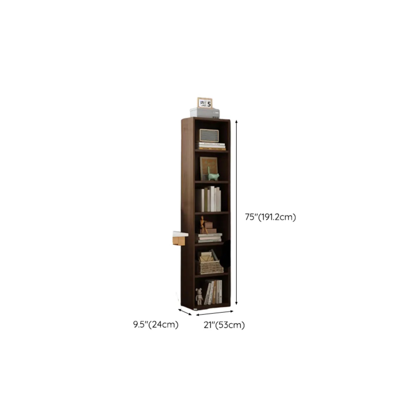 Compact Tall Modern Wooden 5-Tier Corner Bookcase
