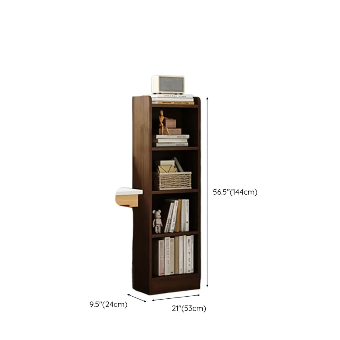 Compact Tall Modern Wooden 5-Tier Corner Bookcase