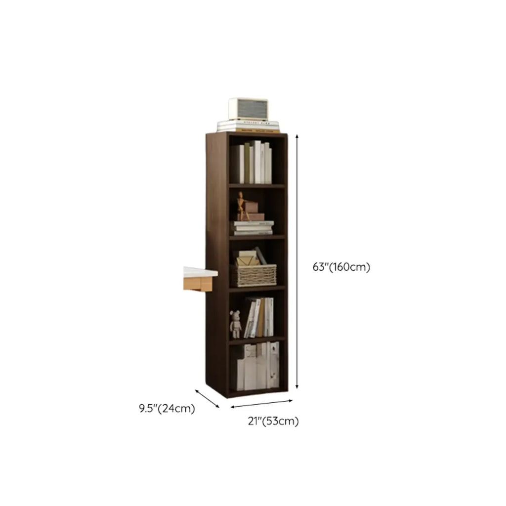 Compact Tall Modern Wooden 5-Tier Corner Bookcase