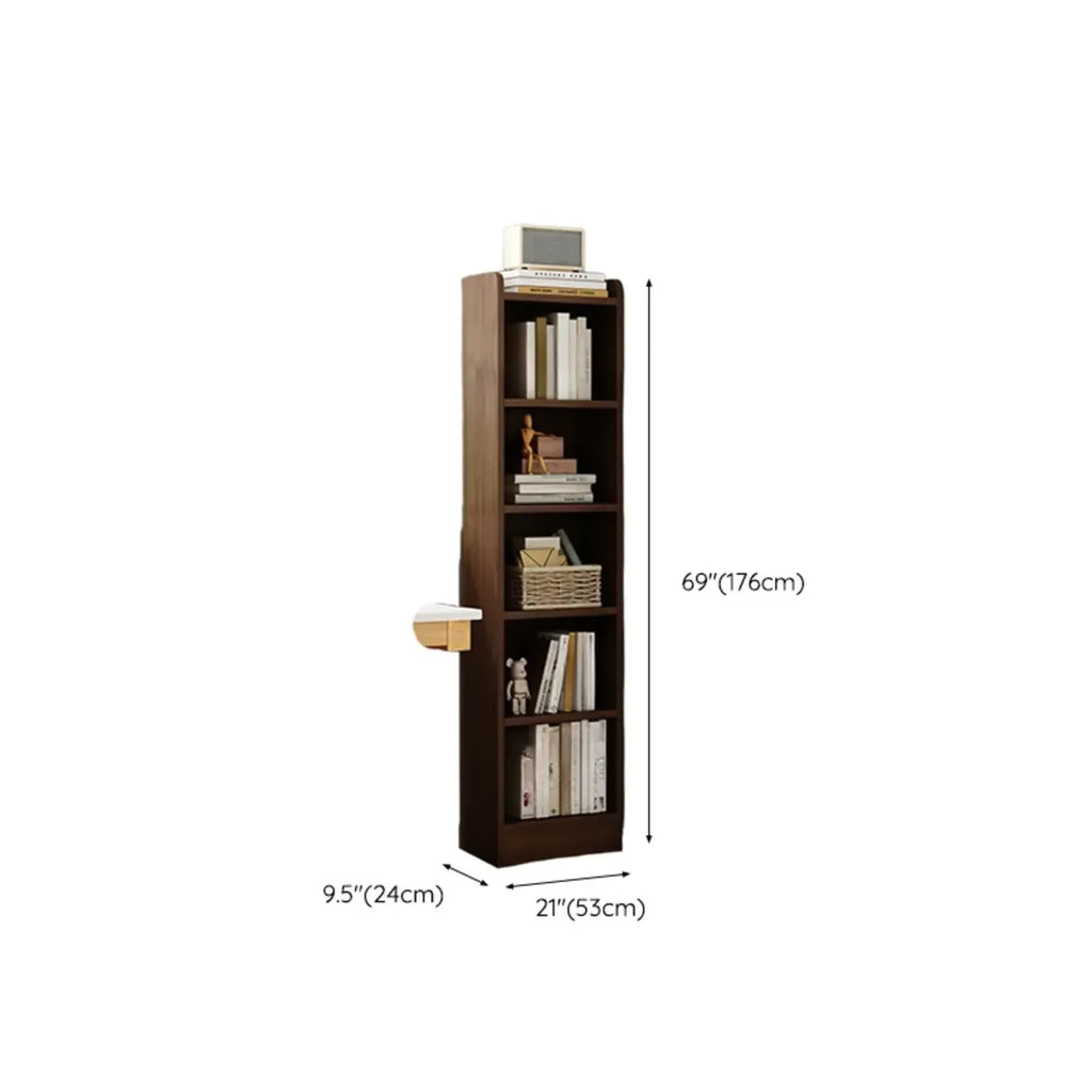 Compact Tall Modern Wooden 5-Tier Corner Bookcase