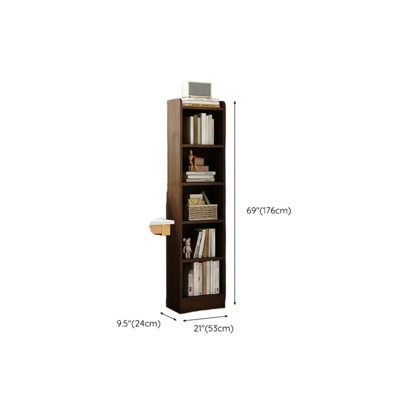 Compact Tall Modern Wooden 5-Tier Corner Bookcase