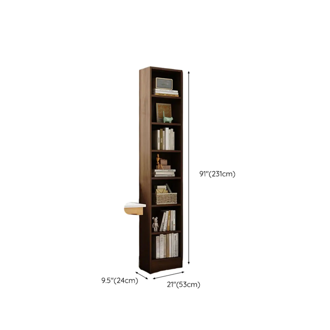 Compact Tall Modern Wooden 5-Tier Corner Bookcase