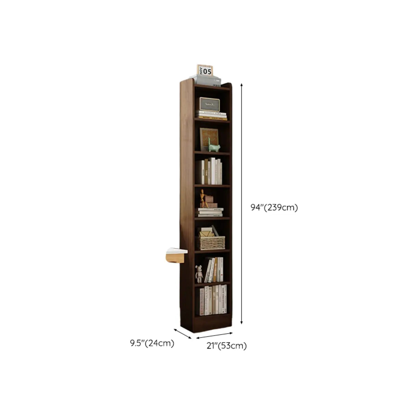 Compact Tall Modern Wooden 5-Tier Corner Bookcase