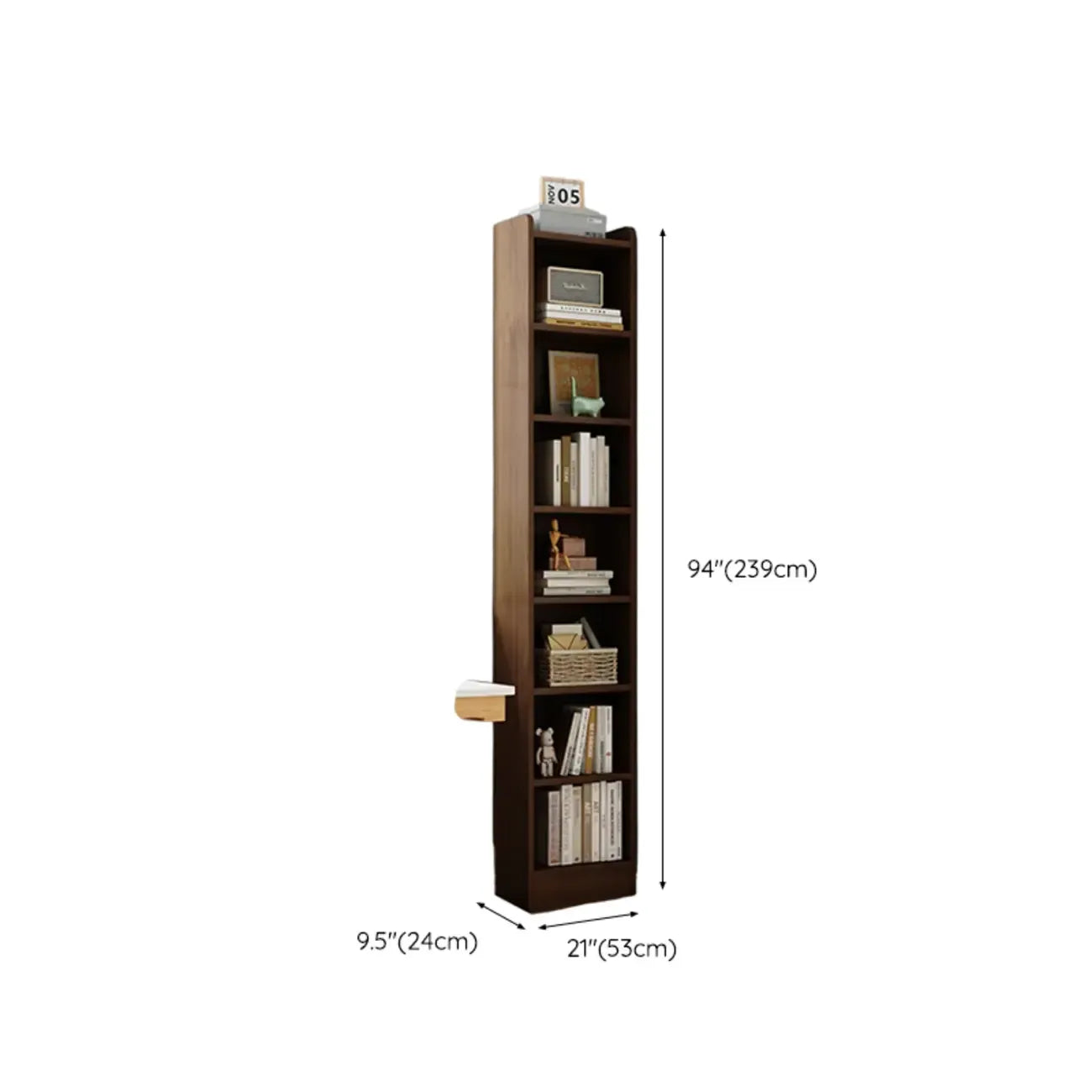 Compact Tall Modern Wooden 5-Tier Corner Bookcase