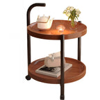 Modern Round 2-Tier Wooden End Table with Storage