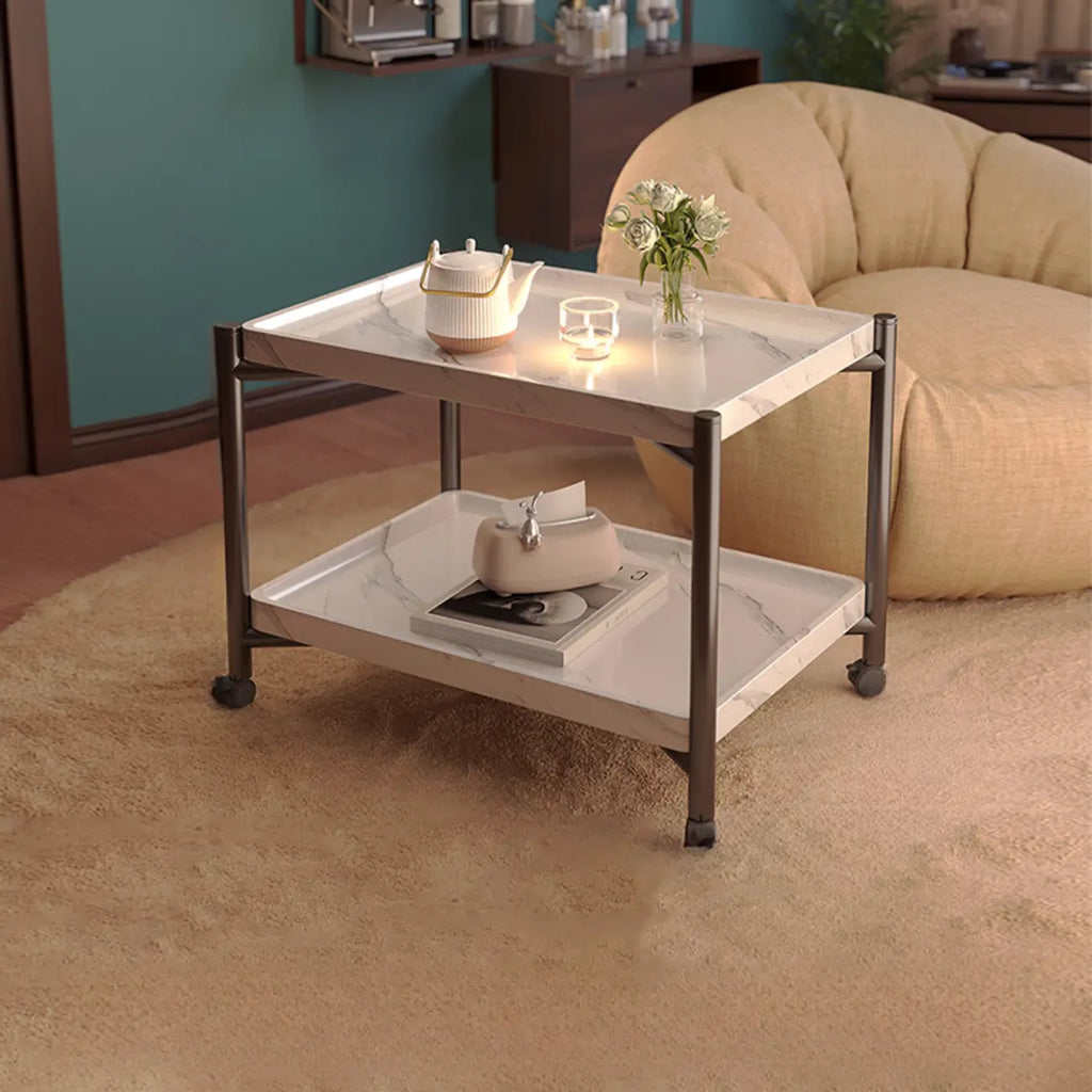 Modern Round 2-Tier Wooden End Table with Storage