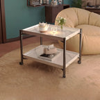 Modern Round 2-Tier Wooden End Table with Storage