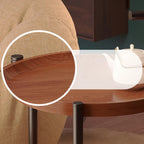 Modern Round 2-Tier Wooden End Table with Storage
