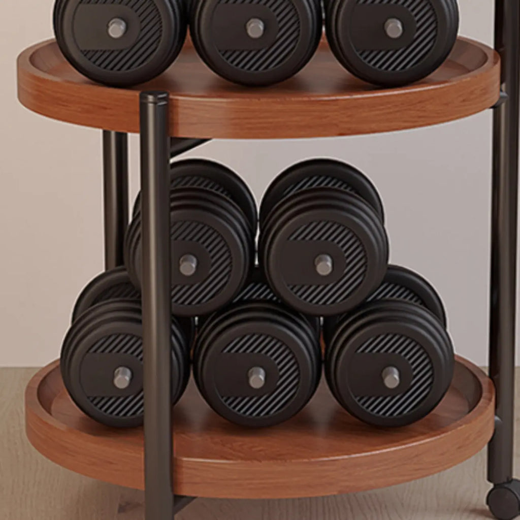 Modern Round 2-Tier Wooden End Table with Storage