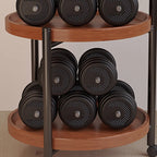 Modern Round 2-Tier Wooden End Table with Storage