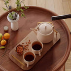 Modern Round 2-Tier Wooden End Table with Storage