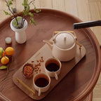 Modern Round 2-Tier Wooden End Table with Storage