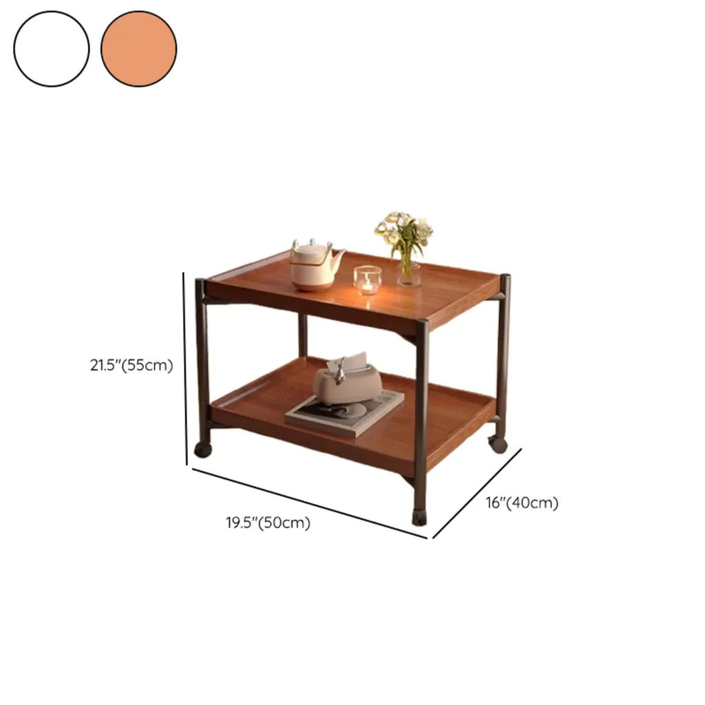 Modern Round 2-Tier Wooden End Table with Storage