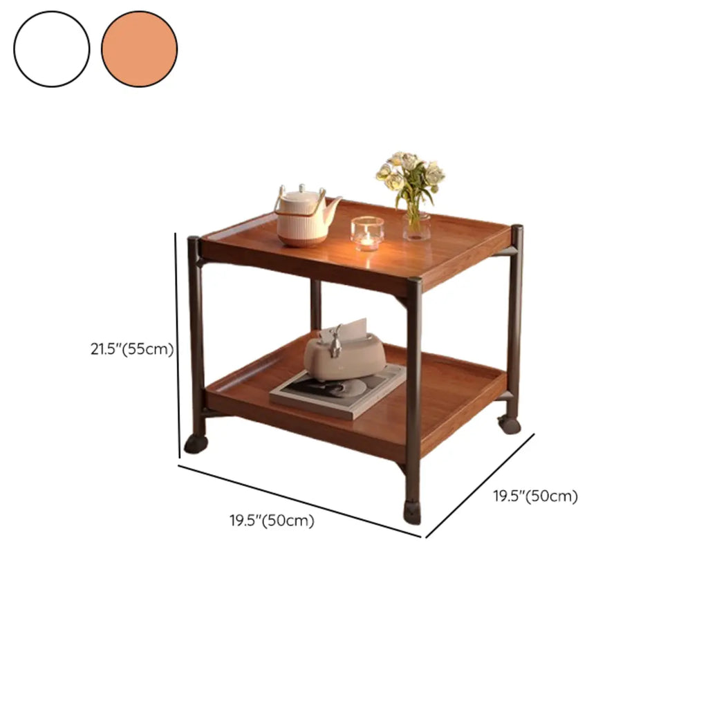 Modern Round 2-Tier Wooden End Table with Storage