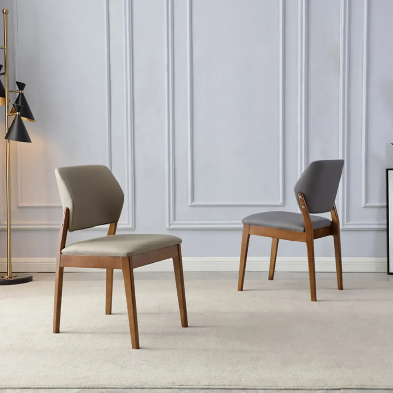 Scandinavian Faux Leather Low Back Dining Chair