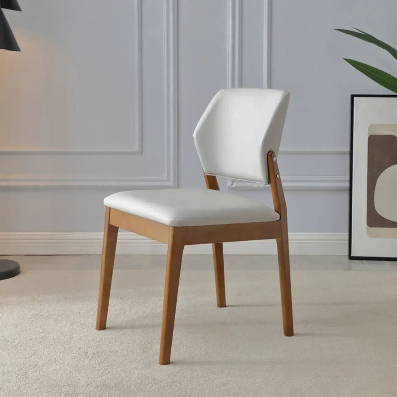 Scandinavian Faux Leather Low Back Dining Chair