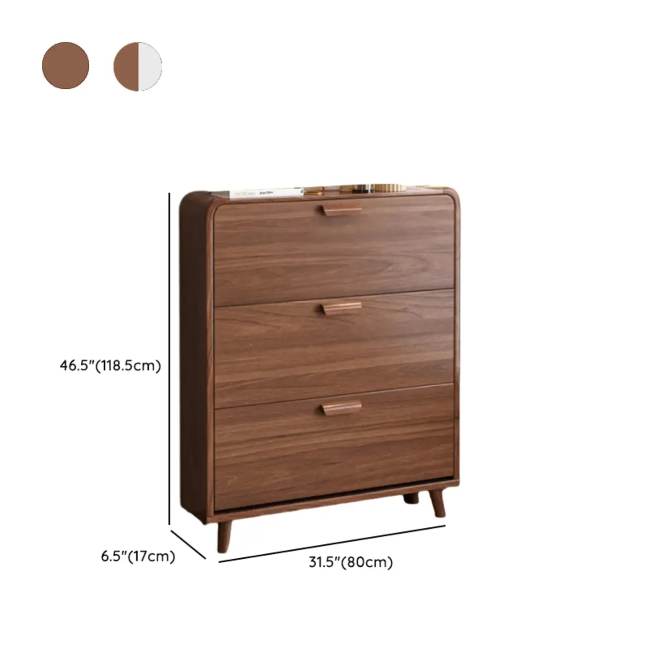 Traditional Hidden Adjustable 3 Tiers Solid Wood Shoe Cabinet