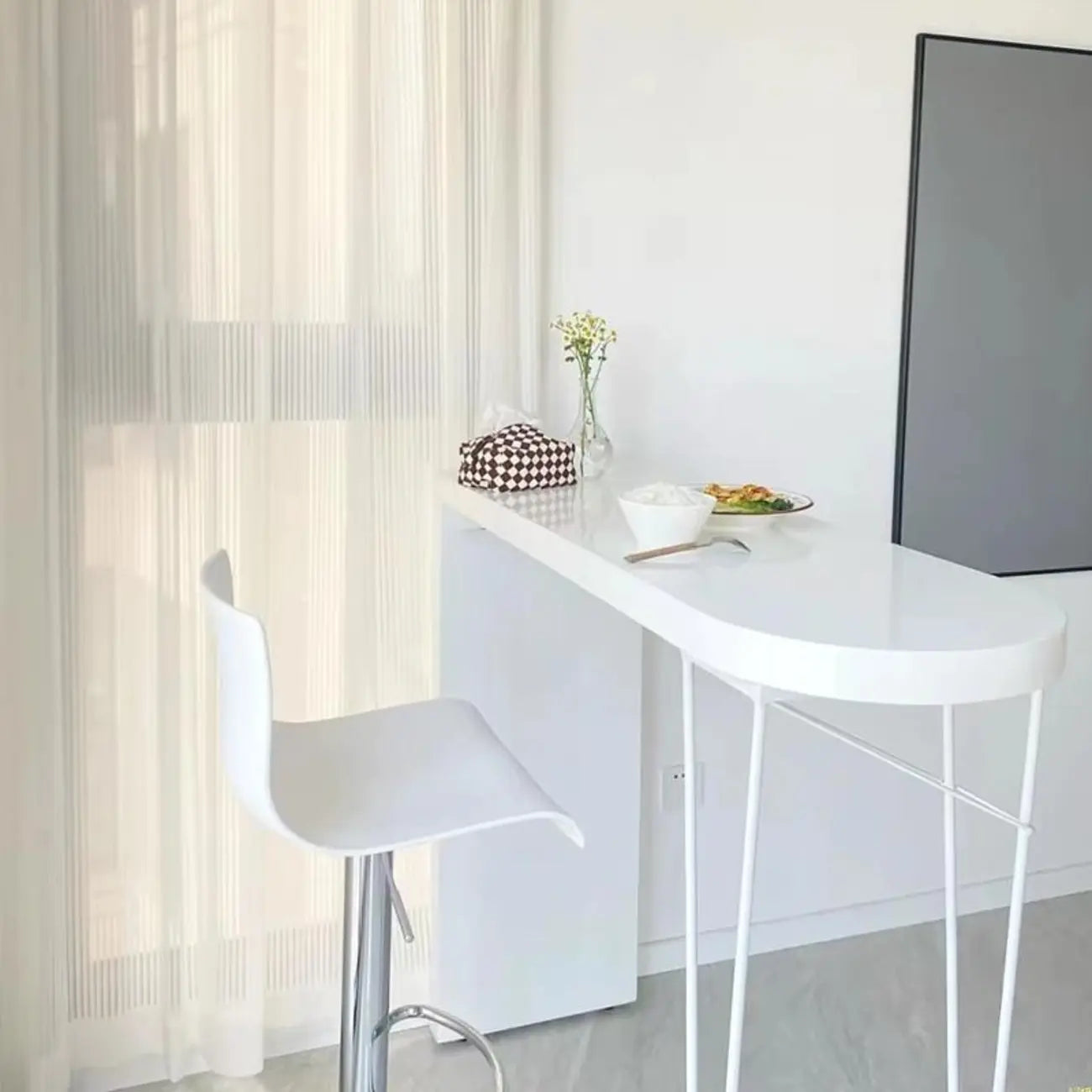 Stylish Pure White Wooden Metal Double Pedestal Bar Tables