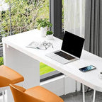 Stylish Pure White Wooden Metal Double Pedestal Bar Tables