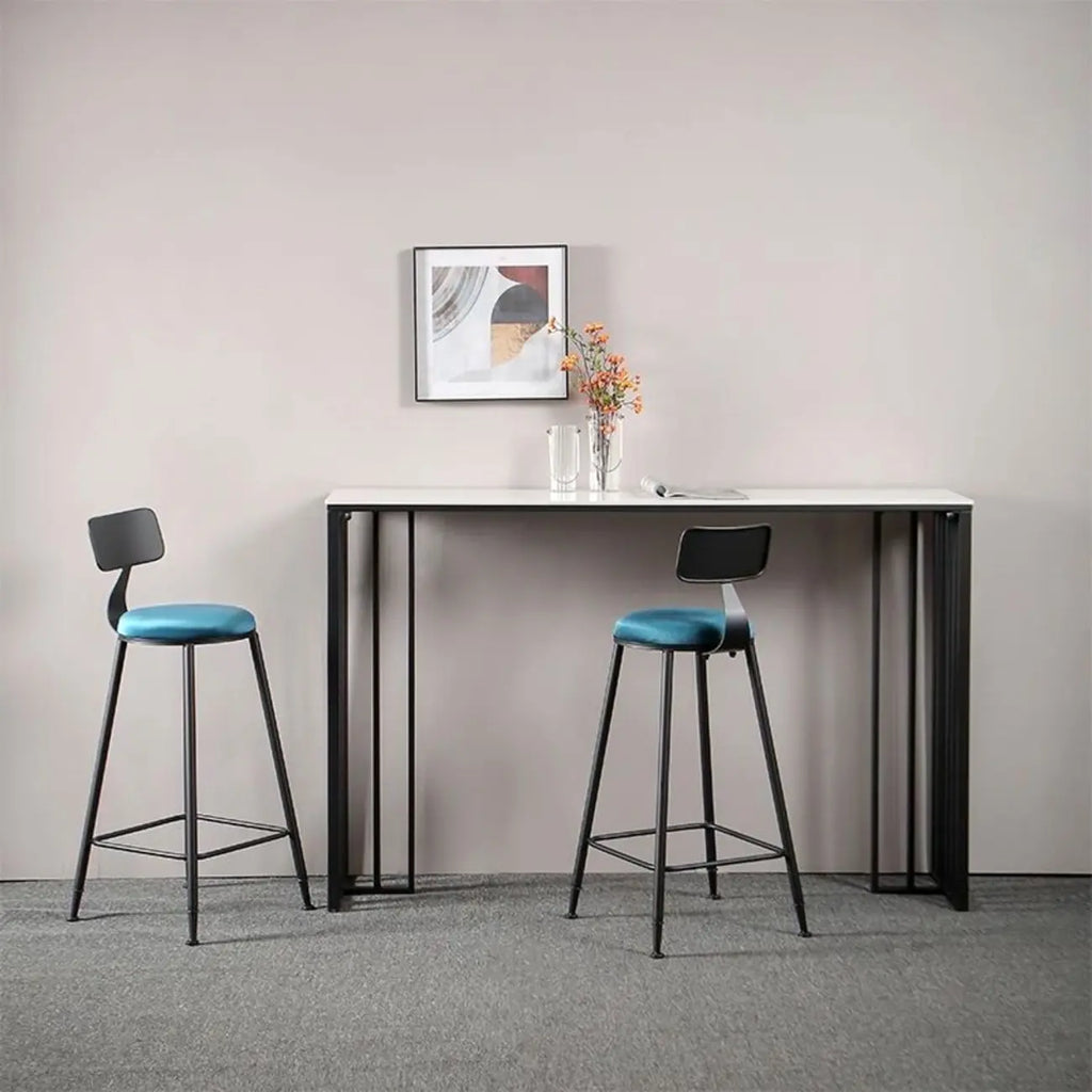 Modern Simple Marble Black Iron Bar Table