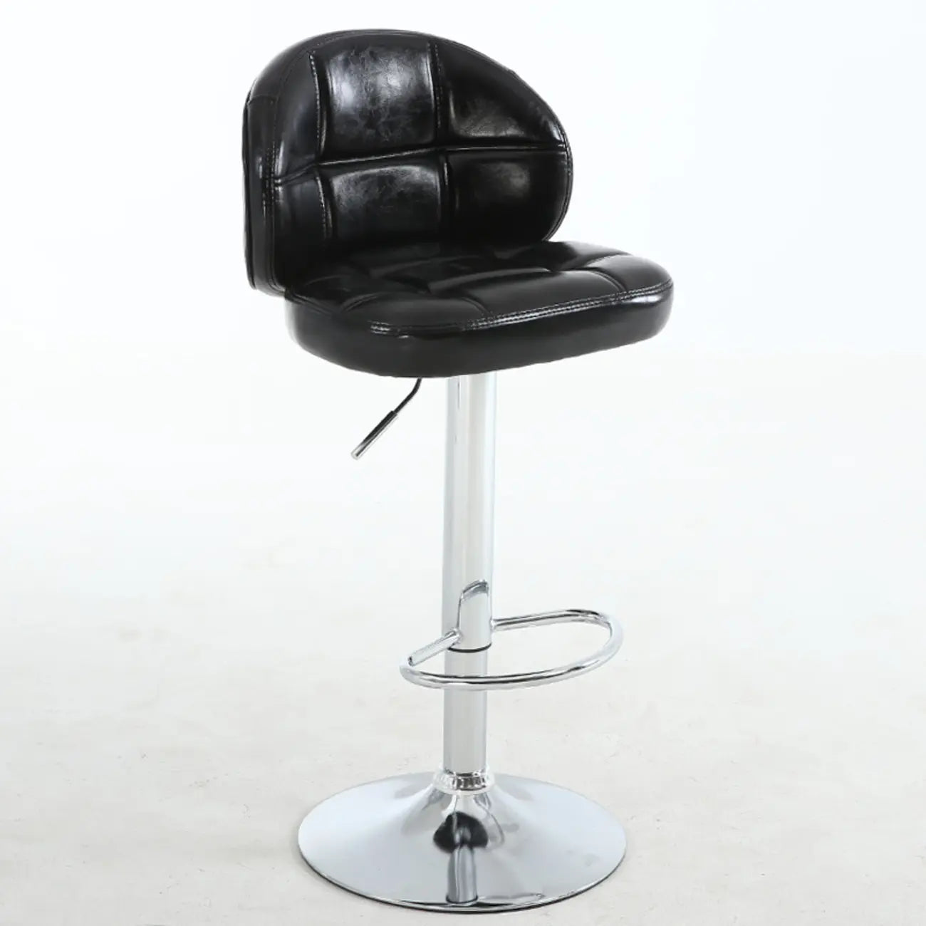 Contemporary Leather Swivel Adjustable Bar Stool
