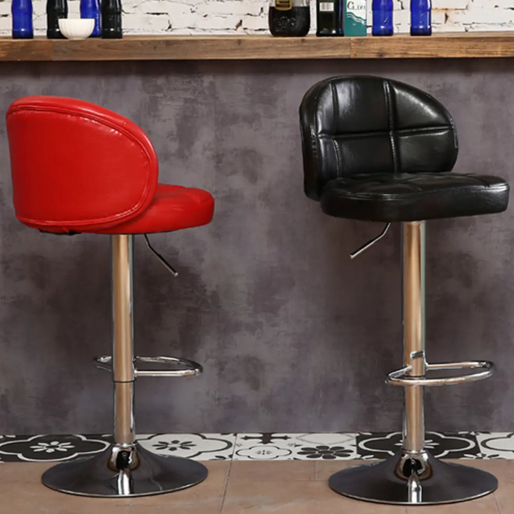 Contemporary Leather Swivel Adjustable Bar Stool