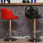 Contemporary Leather Swivel Adjustable Bar Stool