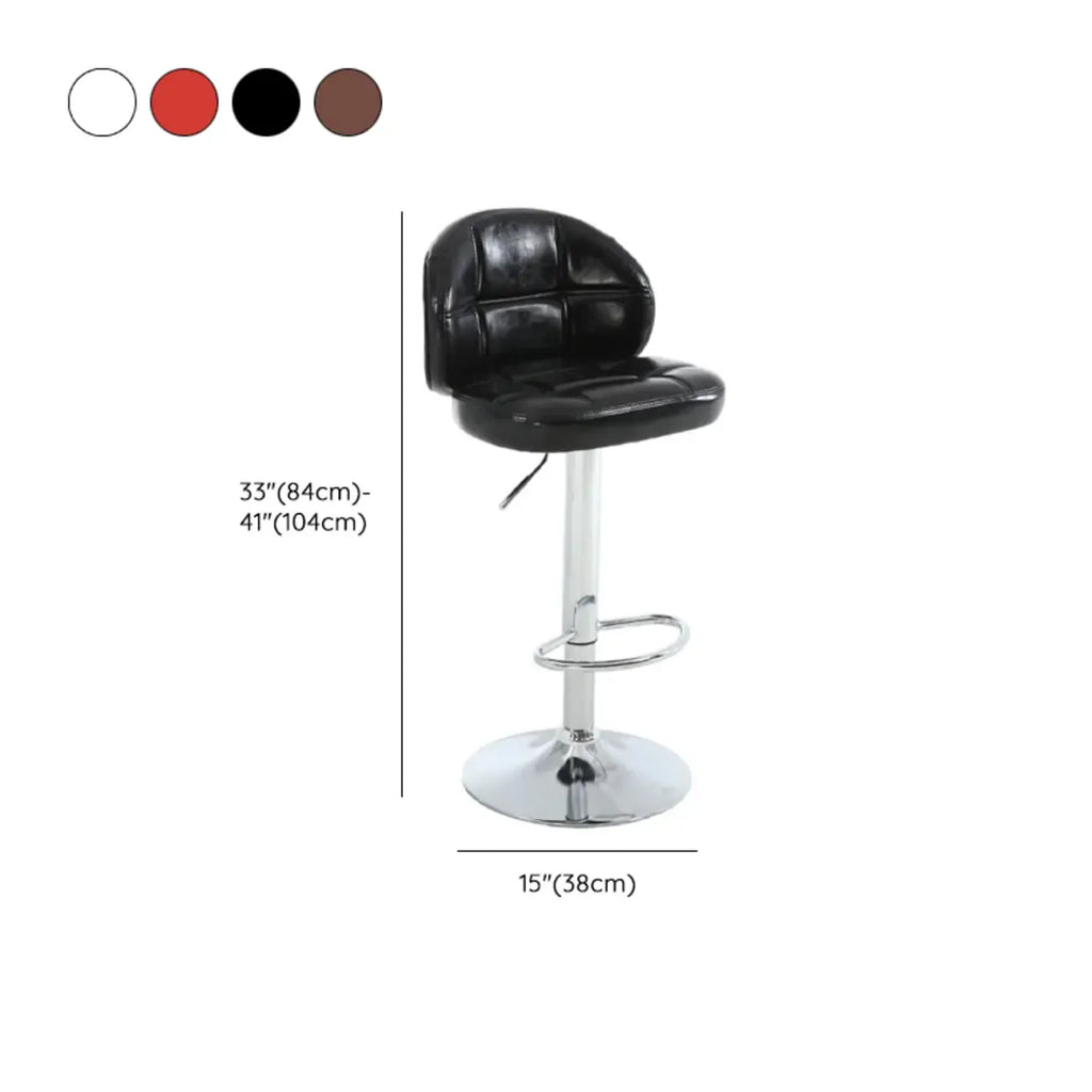 Contemporary Leather Swivel Adjustable Bar Stool