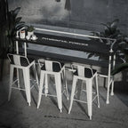 Rectangular Black Wood White Metal Four-Legged Bar Table Seat of 4