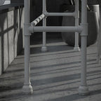 Rectangular Black Wood White Metal Four-Legged Bar Table Seat of 4