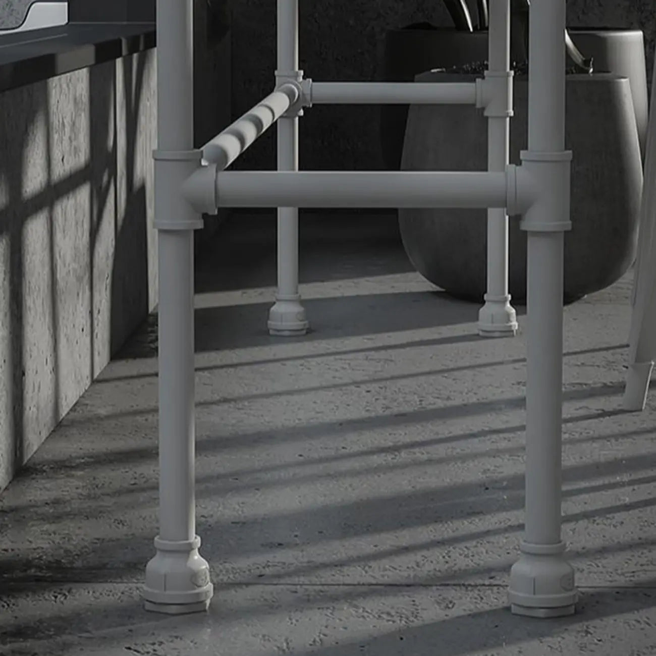 Rectangular Black Wood White Metal Four-Legged Bar Table Seat of 4