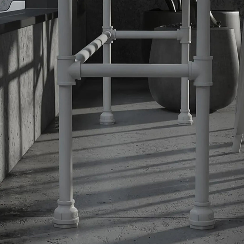 Rectangular Black Wood White Metal Four-Legged Bar Table Seat of 4