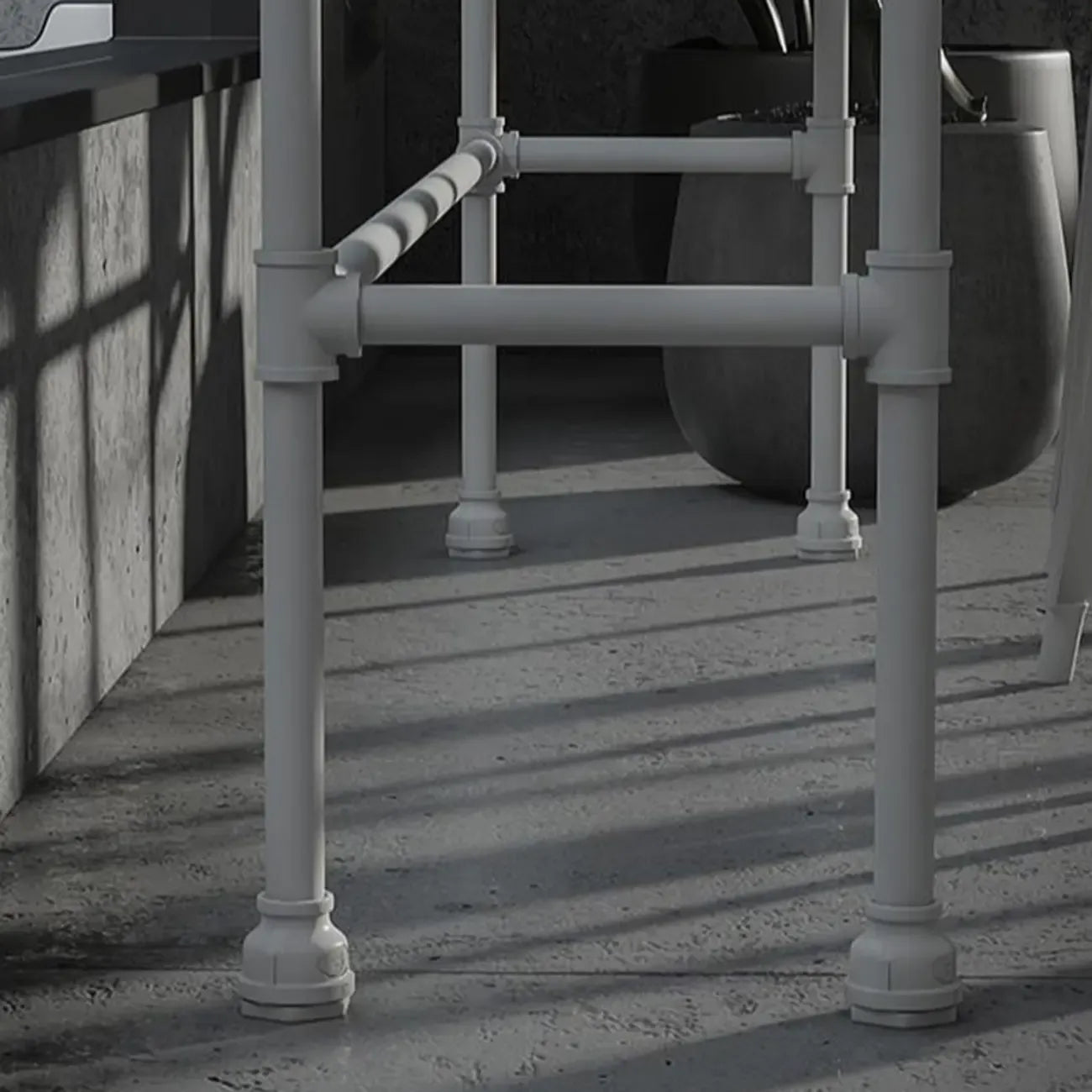 Rectangular Black Wood White Metal Four-Legged Bar Table Seat of 4