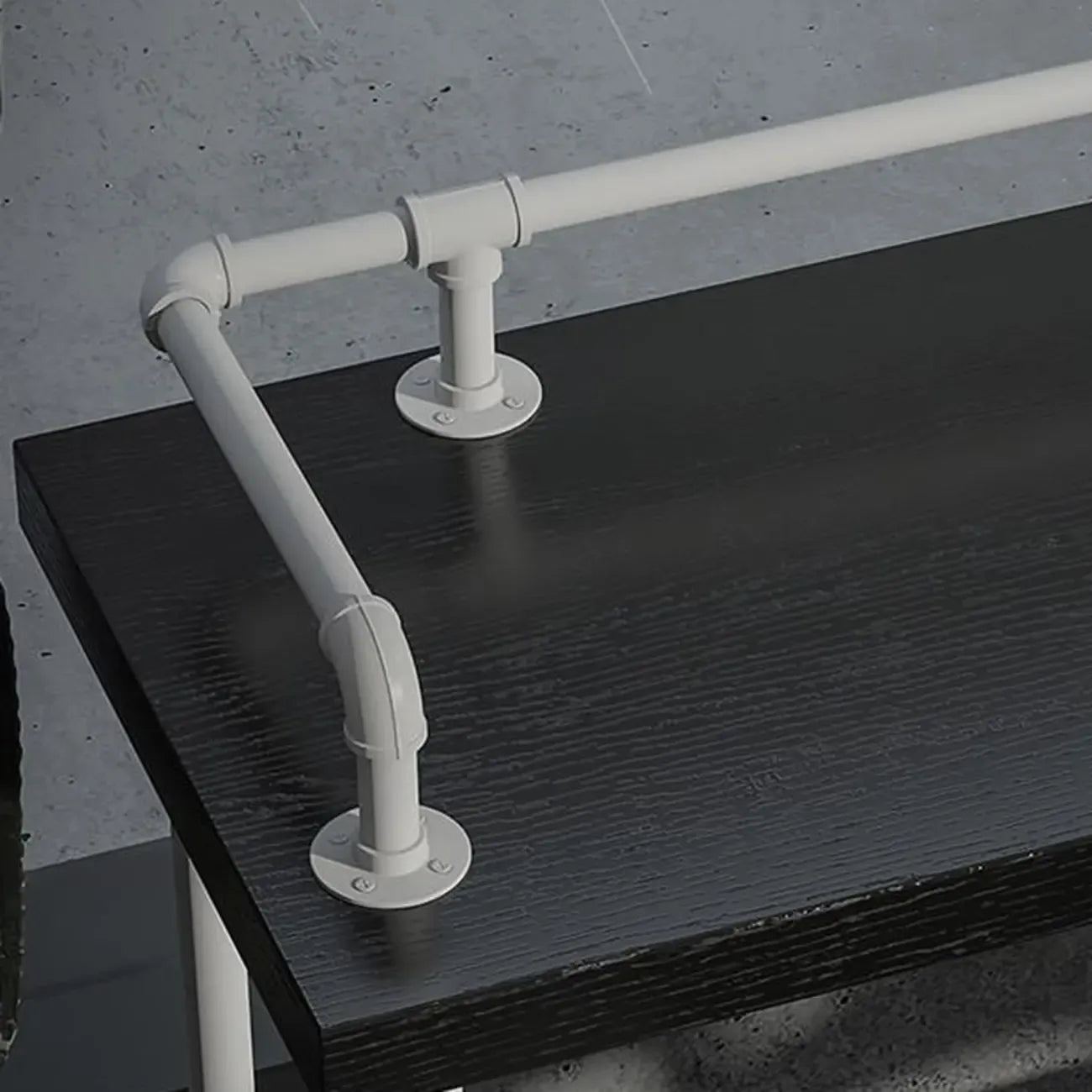 Rectangular Black Wood White Metal Four-Legged Bar Table Seat of 4