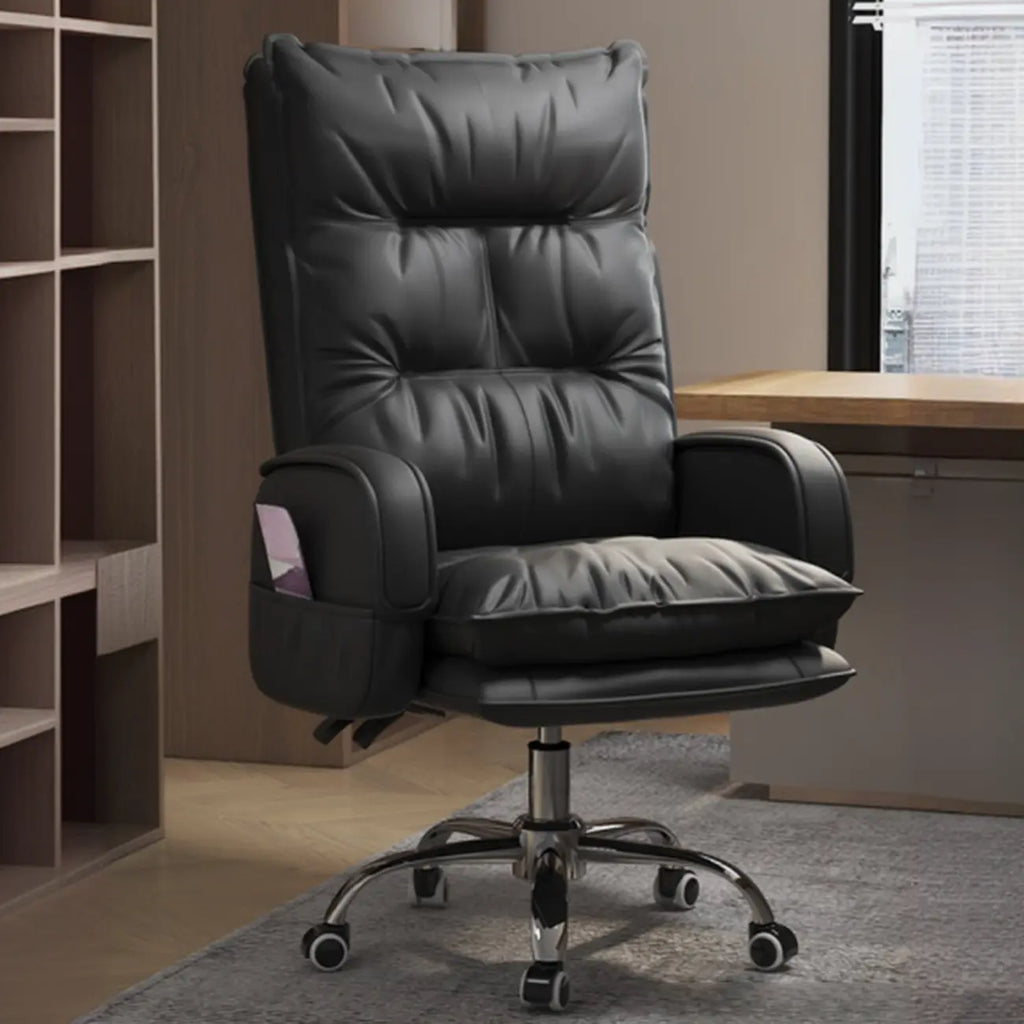 Adjustable Leather Coffee Lumbar Support Swivel Office Chair