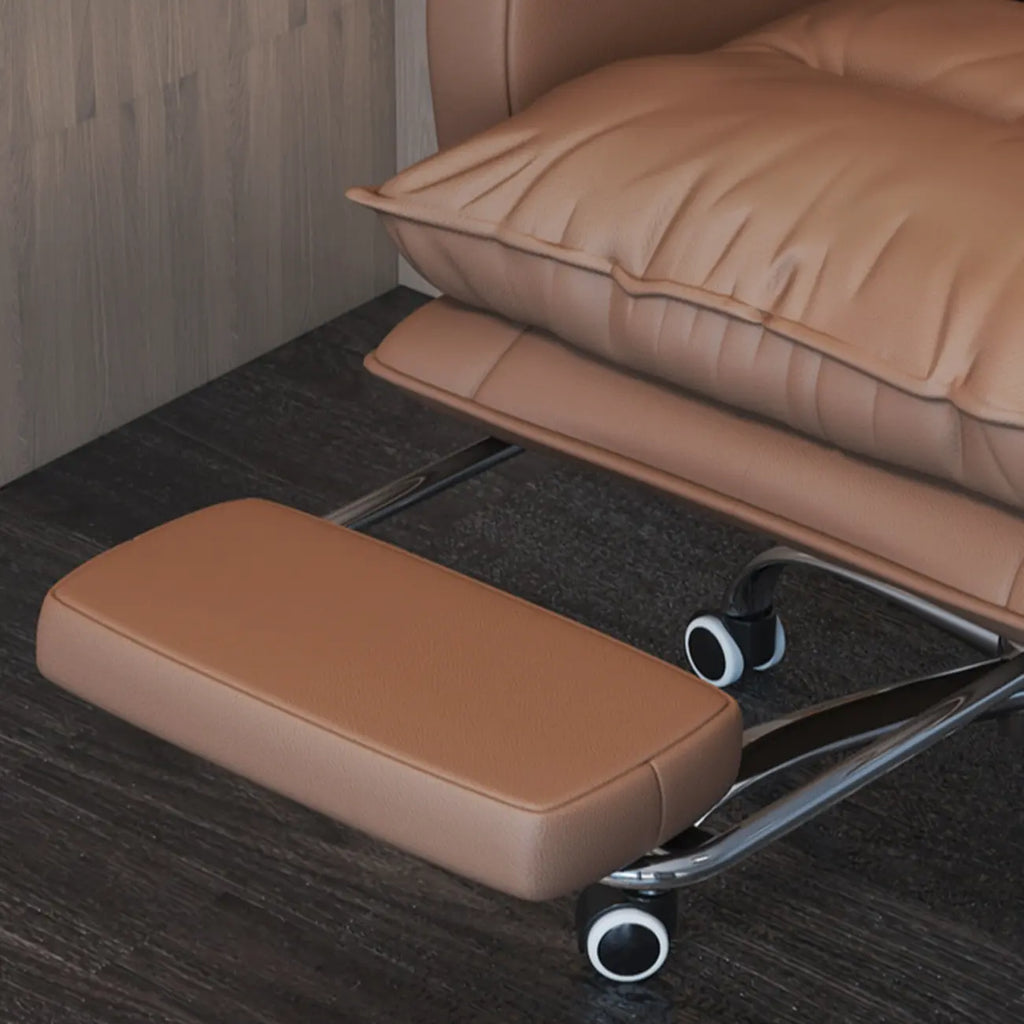 Adjustable Leather Coffee Lumbar Support Swivel Office Chair