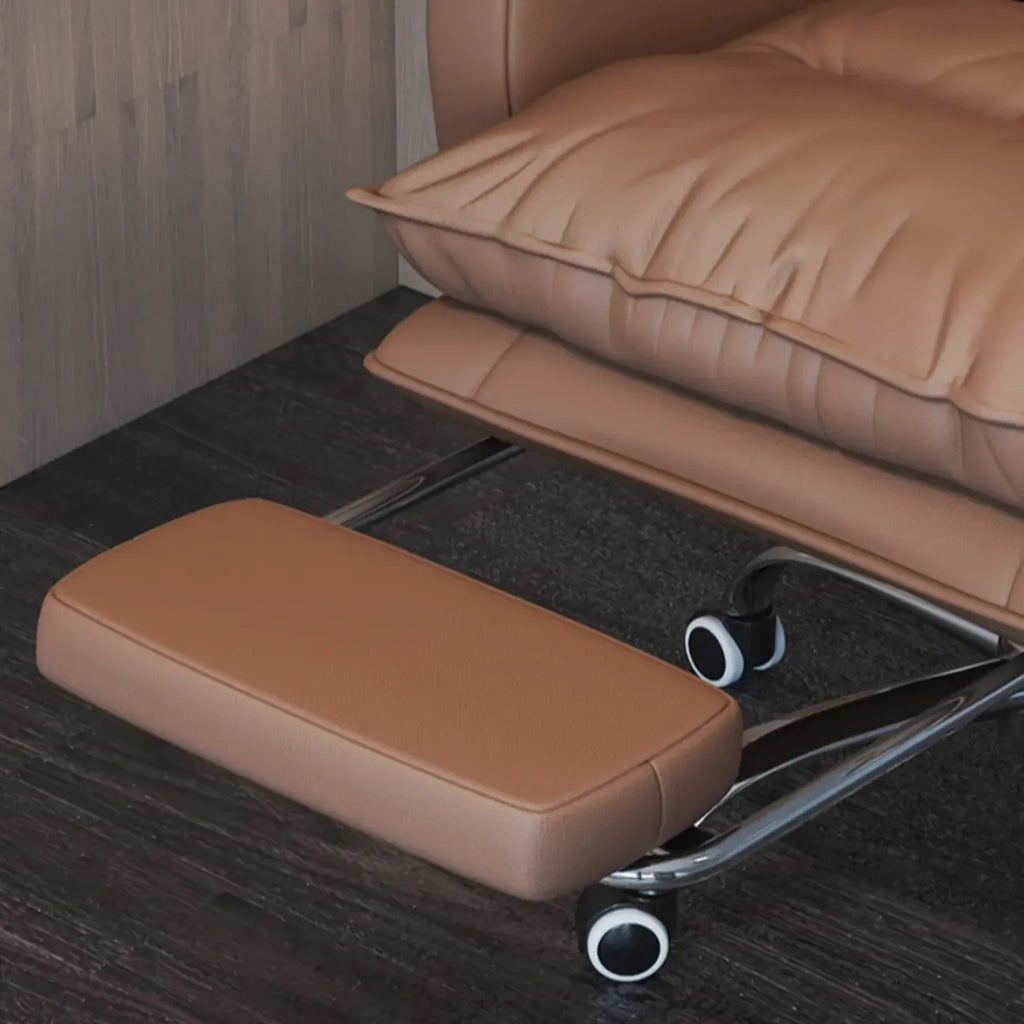 Adjustable Leather Coffee Lumbar Support Swivel Office Chair