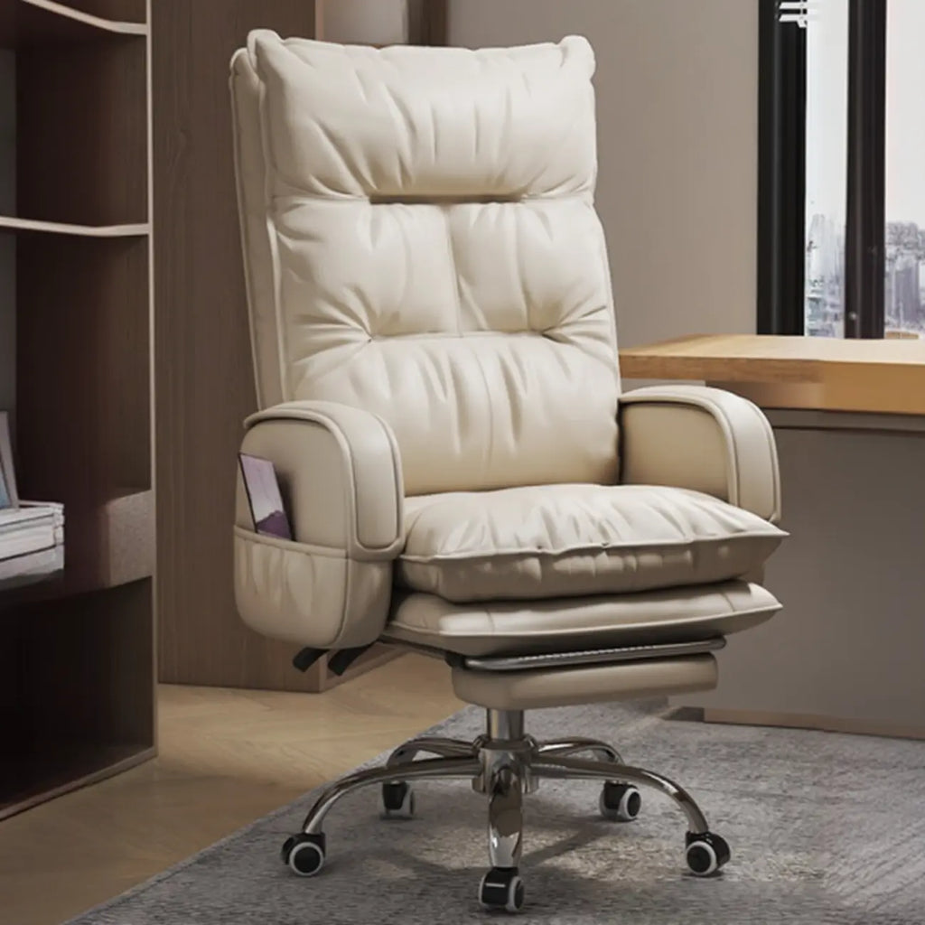 Adjustable Leather Coffee Lumbar Support Swivel Office Chair