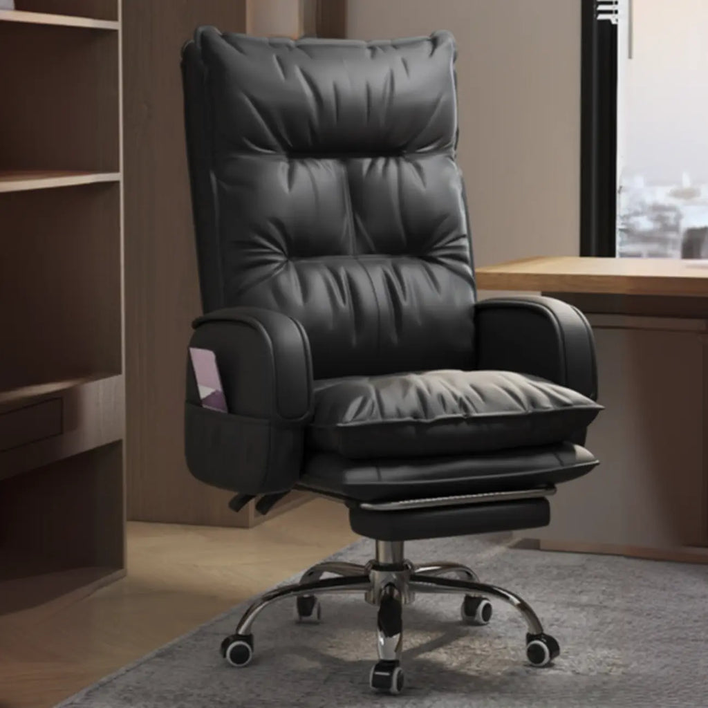 Adjustable Leather Coffee Lumbar Support Swivel Office Chair